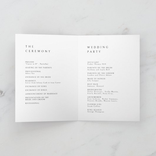 Classic Elegance Script Monogram Weddenschap Progr Programma (Binnen)