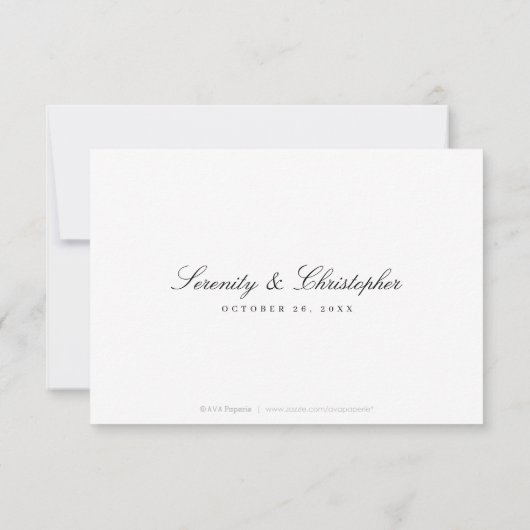 Classic Elegance Script Simple bruiloft RSVP (Achterkant)