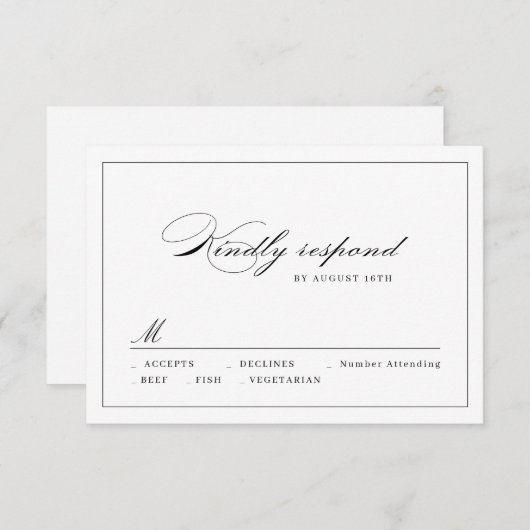 Classic Elegance Script Simple bruiloft RSVP (Voorkant / Achterkant)