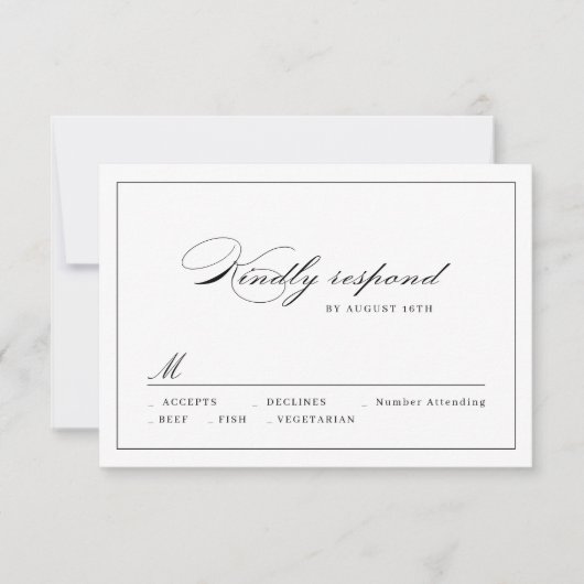 Classic Elegance Script Simple bruiloft RSVP Kaartje (Voorkant)