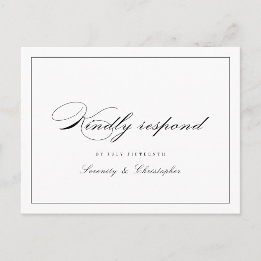 Classic Elegance Script Simple bruiloft RSVP Uitnodiging Briefkaart (Voorkant)