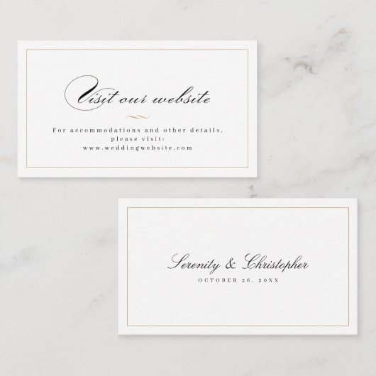 Classic Elegance Script Website Insert Card Plaatskaartje (Voorkant / Achterkant)