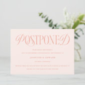 Classic Elegance Uitgestelde Wedding Update Peach Kaart (Staand voorkant)