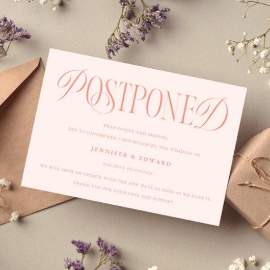 Classic Elegance Uitgestelde Wedding Update Peach Kaart