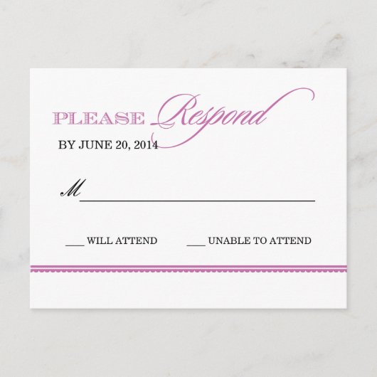 Classic Elegance Wedding Reply Briefkaart (Voorkant)