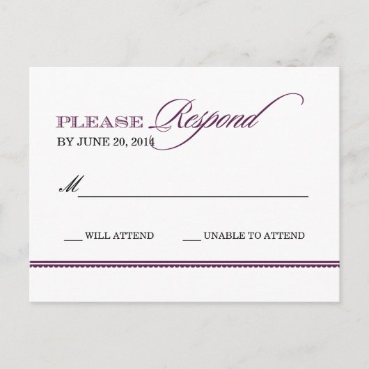 Classic Elegance Wedding Reply Briefkaart (Voorkant)