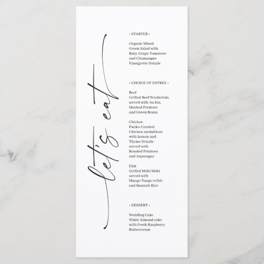 Classic Elegance Wedding Vrijgezellenfeest Menu (Voorkant)