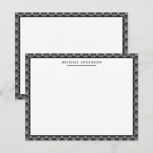Classic Elegant Art Deco Patroon met Jouw naam Notitiekaartje (Voorkant / Achterkant)