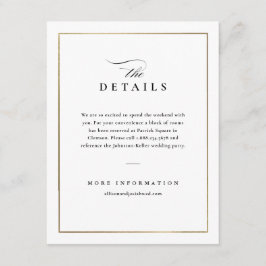 Classic Elegant Black and White Wedding Details Informatiekaartje