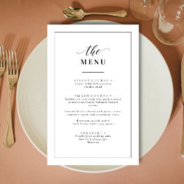 Classic Elegant Black and White Wedding Menu