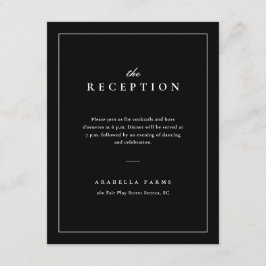 Classic Elegant Black and White Wedding Reception Informatiekaartje