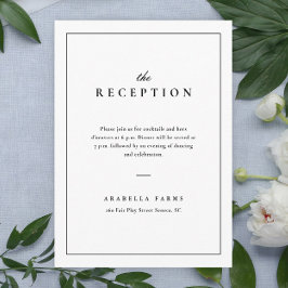 Classic Elegant Black and White Wedding Reception Informatiekaartje