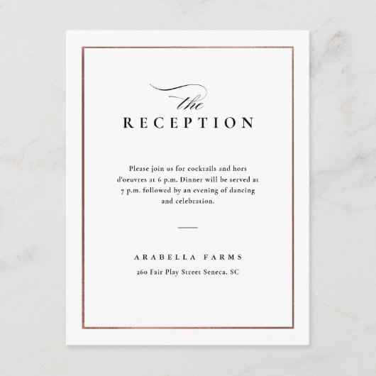 Classic Elegant Black and White Wedding Reception Informatiekaartje (Voorkant)