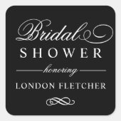 Classic Elegant Black Custom Wedding Vrijgezellenf Vierkante Sticker (Voorkant)