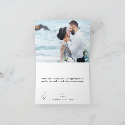 CLASSIC ELEGANT BLACK EN WHITWEDDING DANK U BEDANKKAART (Binnen)