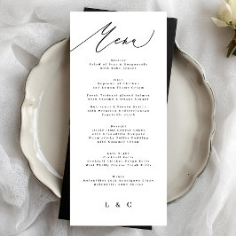Classic Elegant Black White Calligrafie Menu