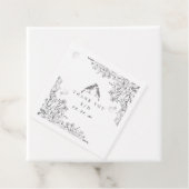 Classic Elegant Black White Floral Wedding  Bedankjes Labels (In situ)