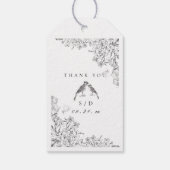 Classic Elegant Black White Floral Wedding  Cadeaulabel (Achterkant)