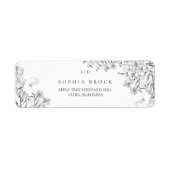 Classic Elegant Black White Floral Wedding  Etiket (Voorkant)