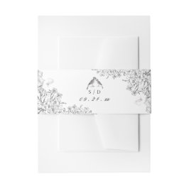 Classic Elegant Black White Floral Wedding  Uitnodigingen Wikkel