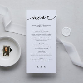 Classic Elegant Black White Monogram Menu