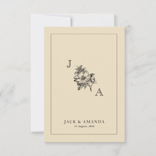 Classic Elegant Bloemen Logo Trouwen RSVP Kaarten (Voorkant)