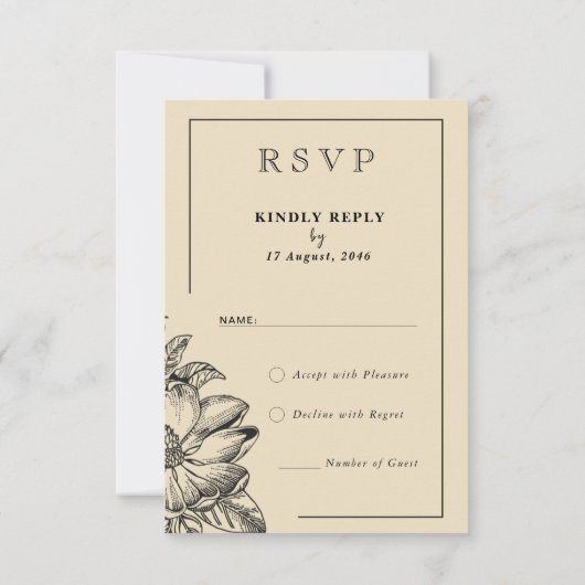 Classic Elegant Bloemen Logo Trouwen RSVP Kaarten (Achterkant)