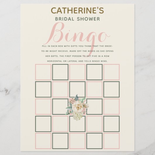 Classic  Elegant Bloemen Vrijgezellenfeest Bingo (Voorkant)