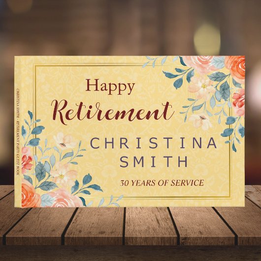 Classic Elegant Bloemen Waterverf Pensioen Partij Gastenboek