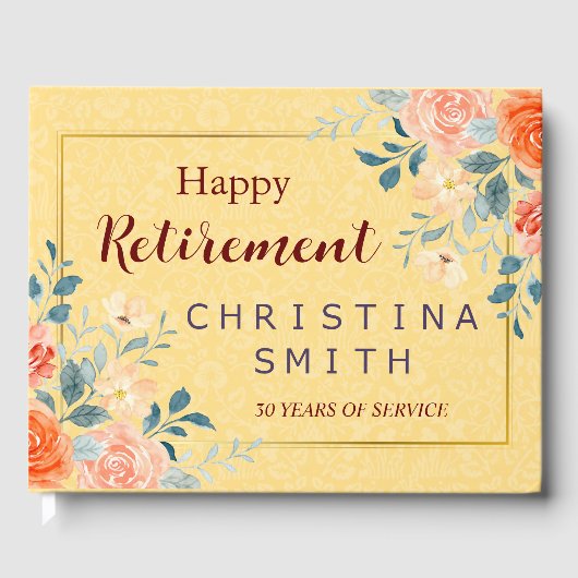 Classic Elegant Bloemen Waterverf Pensioen Partij Gastenboek (Voorkant)