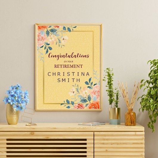 Classic Elegant Bloemen Waterverf Pensioen Partij Poster