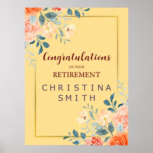 Classic Elegant Bloemen Waterverf Pensioen Partij Poster (Voorkant)