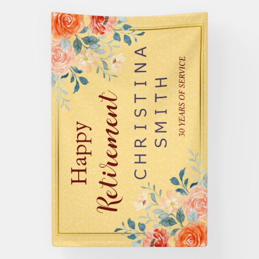 Classic Elegant Bloemen Waterverf Pensioen Partij Spandoek (Verticaal)