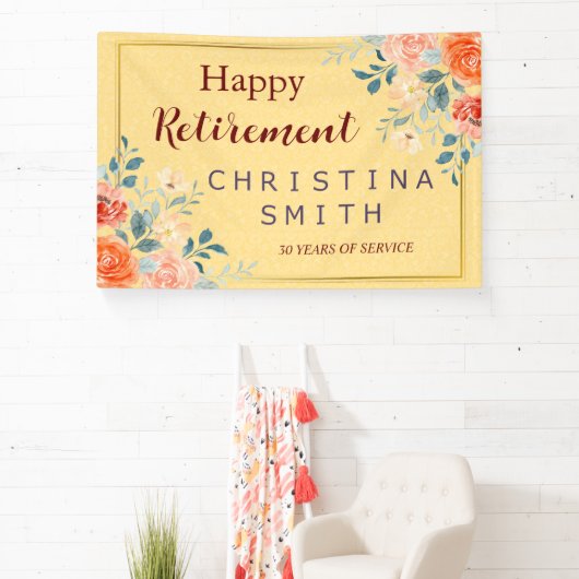 Classic Elegant Bloemen Waterverf Pensioen Partij Spandoek (Insitu)