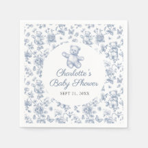 Classic Elegant Blue Boy Beer Baby shower Toile