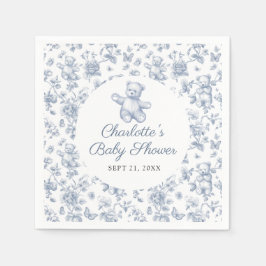 Classic Elegant Blue Boy Beer Baby shower Toile Servet