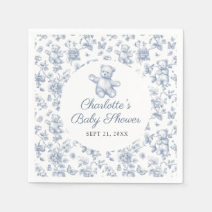 Classic Elegant Blue Boy Beer Baby shower Toile Servet