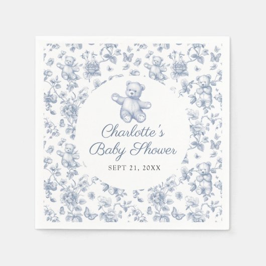 Classic Elegant Blue Boy Beer Baby shower Toile Servet (Voorkant)