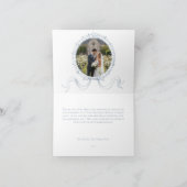 Classic Elegant Blue Floral Frame Photo Wedding Bedankkaart (Binnen)