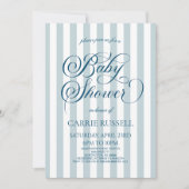 Classic Elegant Blue Stripes Boy Baby Shower Kaart (Voorkant)