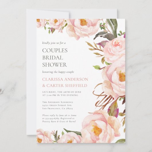 Classic Elegant Blush Couples Vrijgezellenfeest Kaart (Voorkant)
