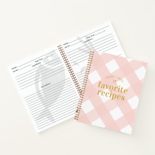 Classic Elegant Blush Gingham Passen getrouwd Rece Notitieboek (Binnen)