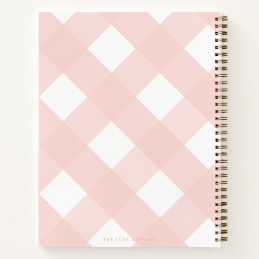 Classic Elegant Blush Gingham Passen getrouwd Rece Notitieboek (Achterkant)