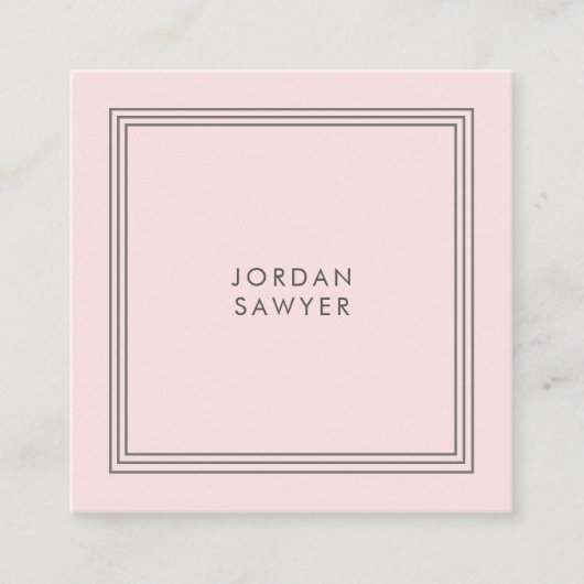 Classic Elegant Blush Pink Triple Lijst Vierkante Visitekaartje (Voorkant)