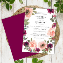 Classic Elegant Blush Waterverf Bloemen Huwelijk