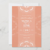 Classic Elegant Boho Mandala Coral Wedding Kaart (Voorkant)