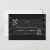 Classic Elegant Boho Mandala zwarte bruiloft RSVP Kaartje (Voorkant)