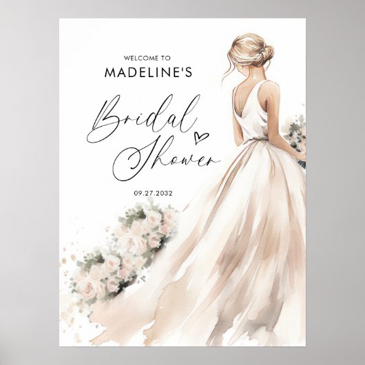 Classic Elegant Bride om Gown Vrijgezellenfeest te Poster (Voorkant)