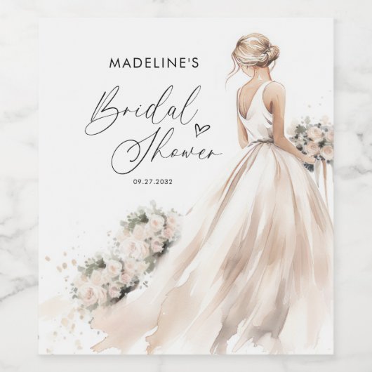 Classic Elegant Bride om Gown Vrijgezellenfeest te Wijn Etiket (Enkel label)