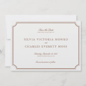 Classic Elegant Bruin & Ecru Bruiloft Save the Dat (Voorkant)